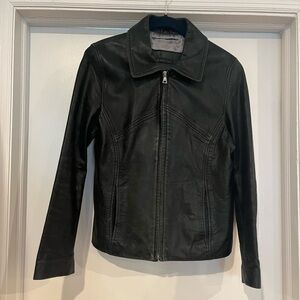 vintage distressed black leather guess jacket